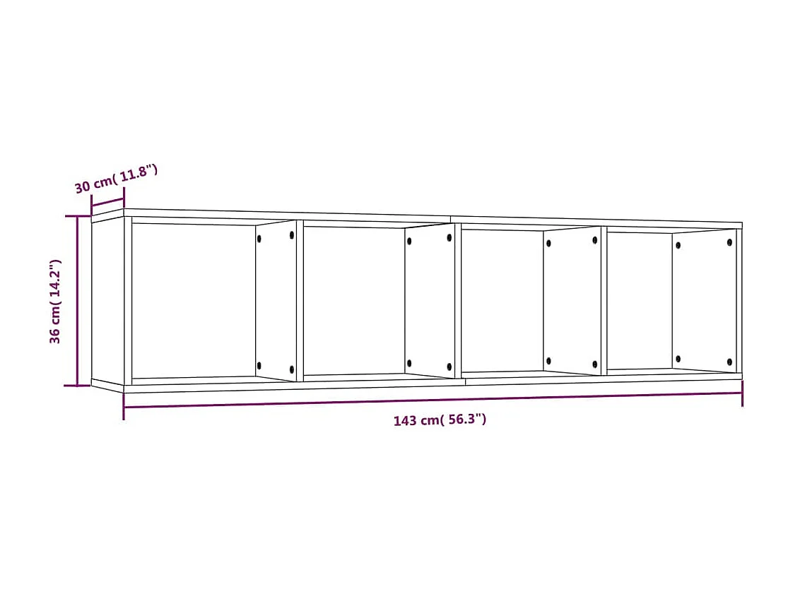 Bibliothèque/Meuble TV Chêne fumé 143x30x36cm Bois d'ingénierie