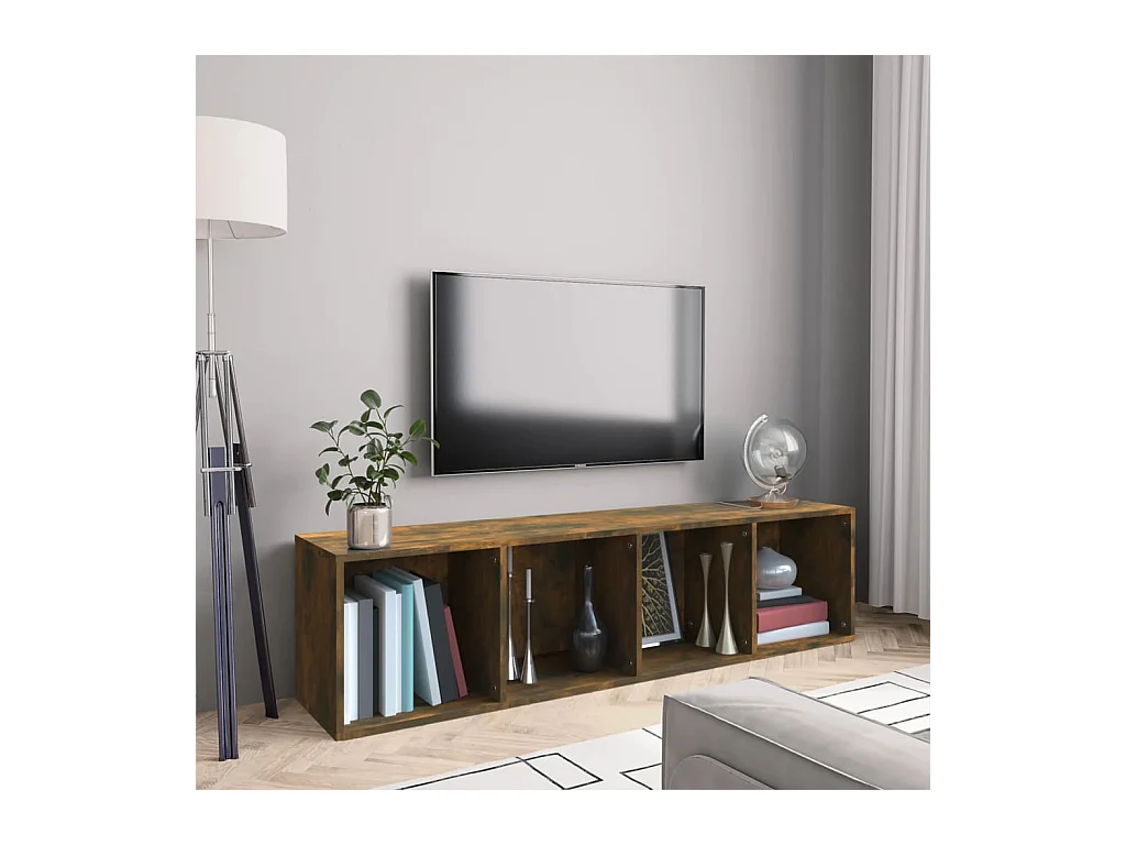 Bibliothèque/Meuble TV Chêne fumé 143x30x36cm Bois d'ingénierie