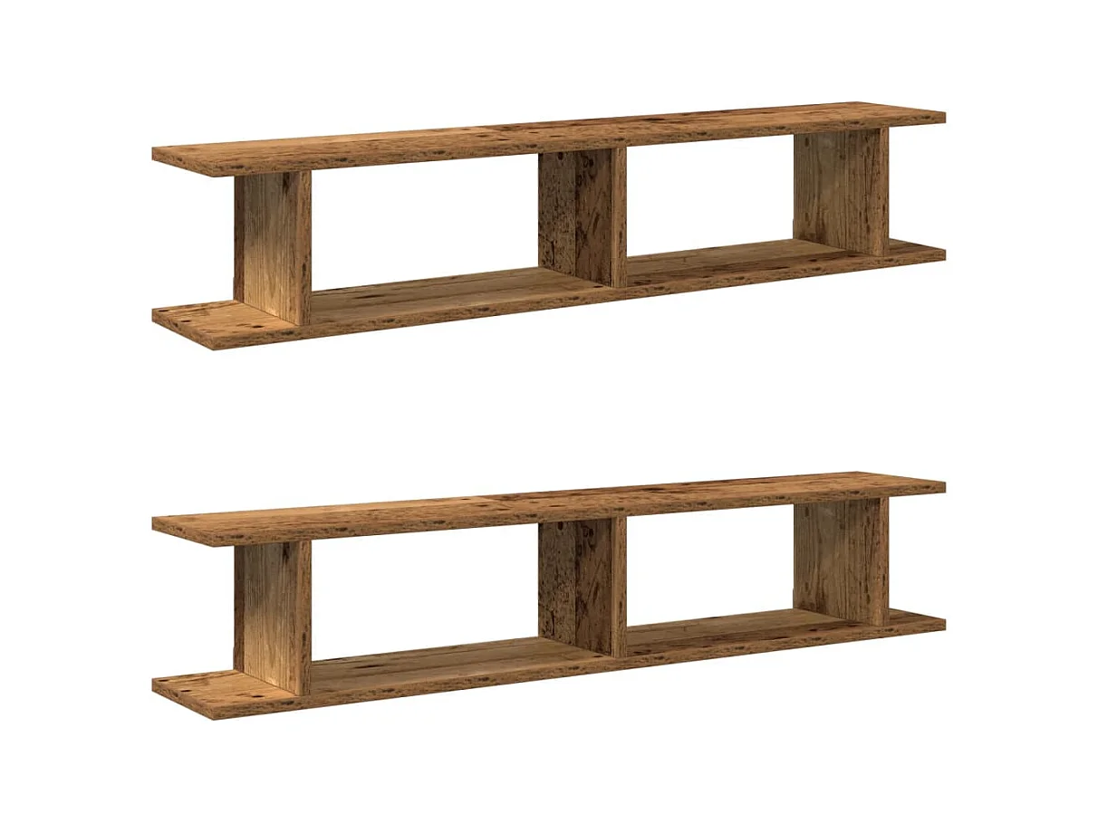 Étagères murales 2 pcs vieux bois 105x18x20cm bois d'ingénierie