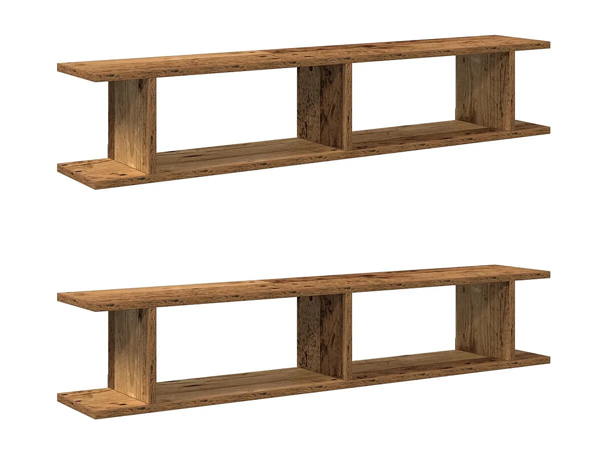 Étagères murales 2 pcs vieux bois 105x18x20cm bois d'ingénierie