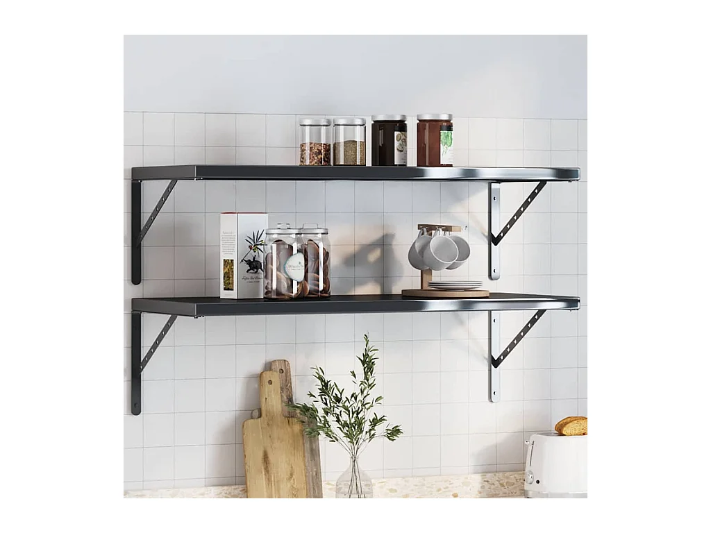 Supports d'étagères 4 pcs 40x2,5x25 cm noir acier inoxydable