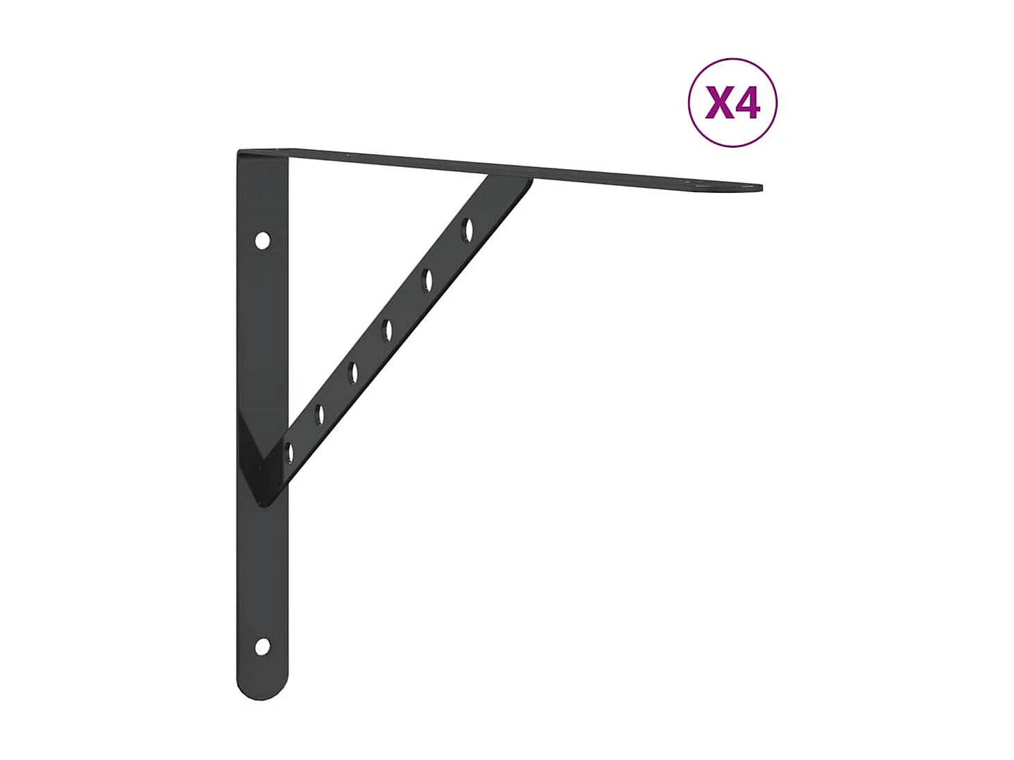 Supports d'étagères 4 pcs 40x2,5x25 cm noir acier inoxydable