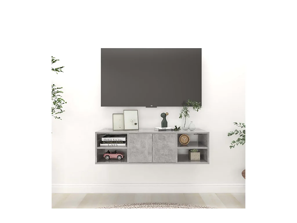 Mensola da parete in cemento grigio 102x30x29 cm in legno ingegnerizzato