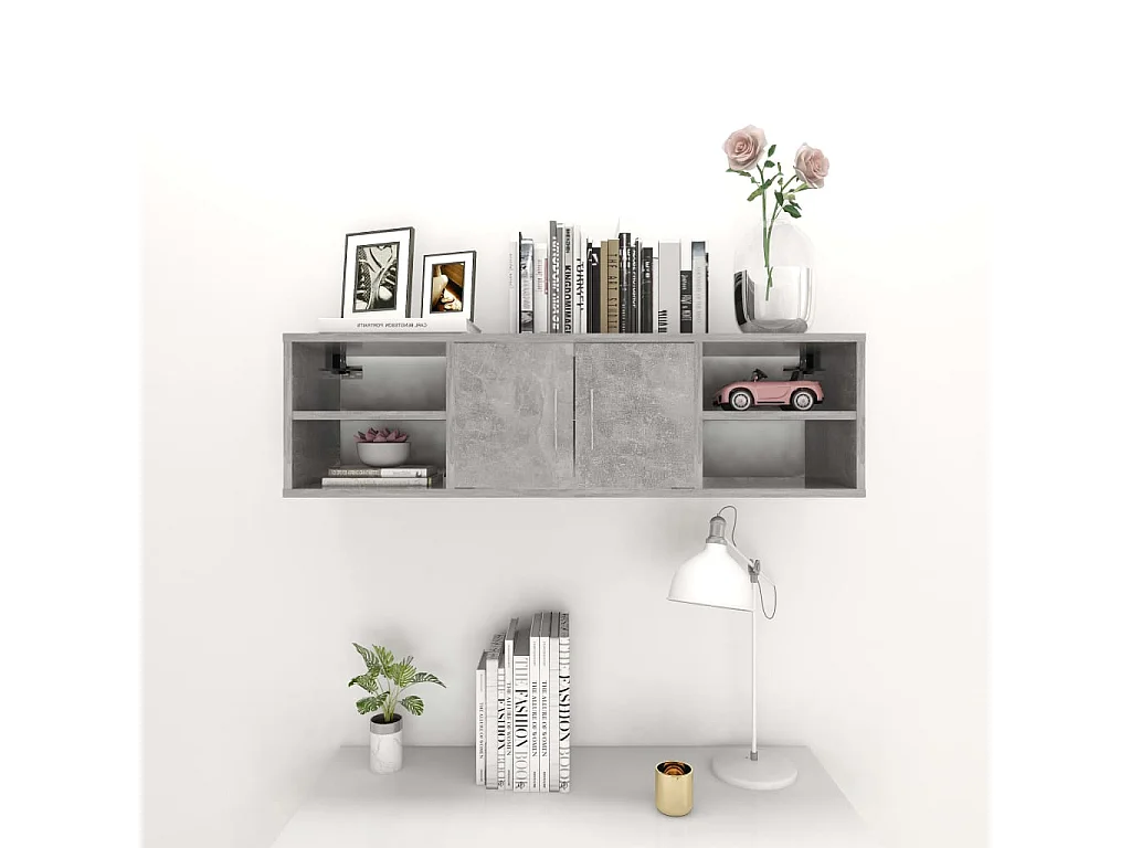 Mensola da parete in cemento grigio 102x30x29 cm in legno ingegnerizzato