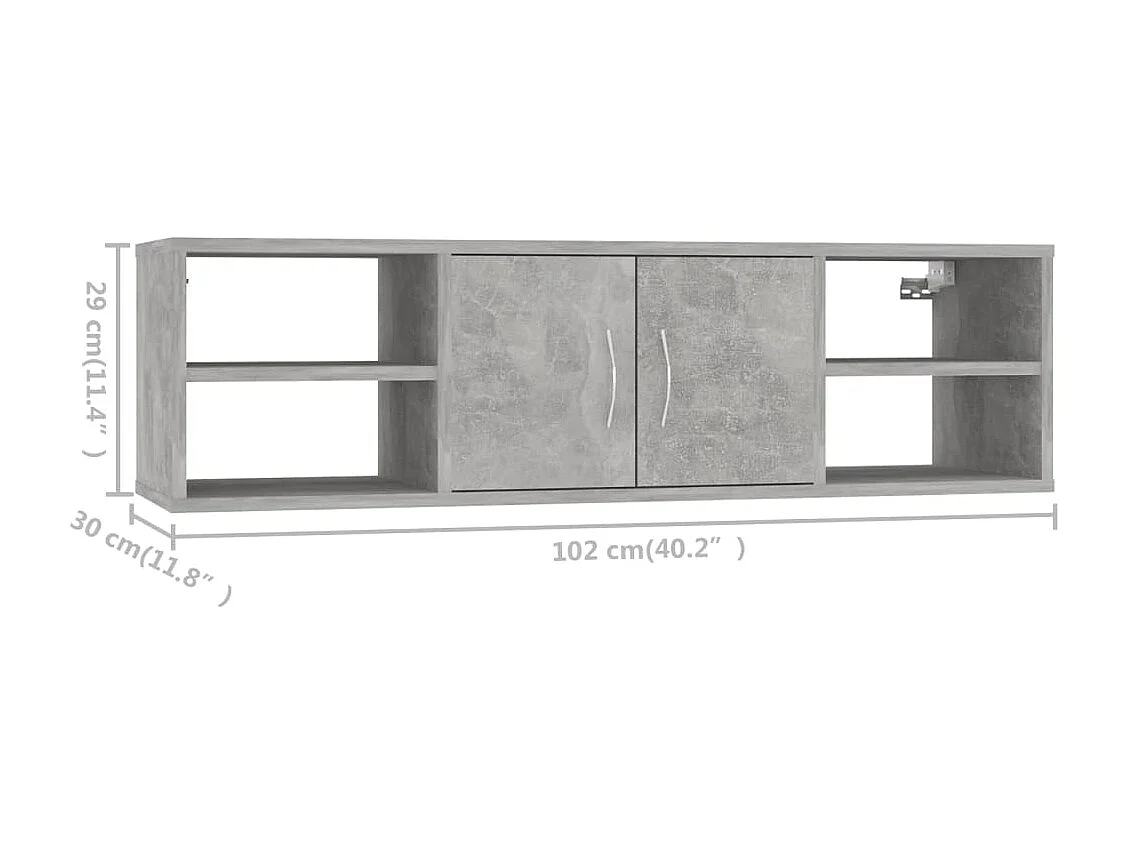Betongrijze wandplank 102x30x29 cm bewerkt hout