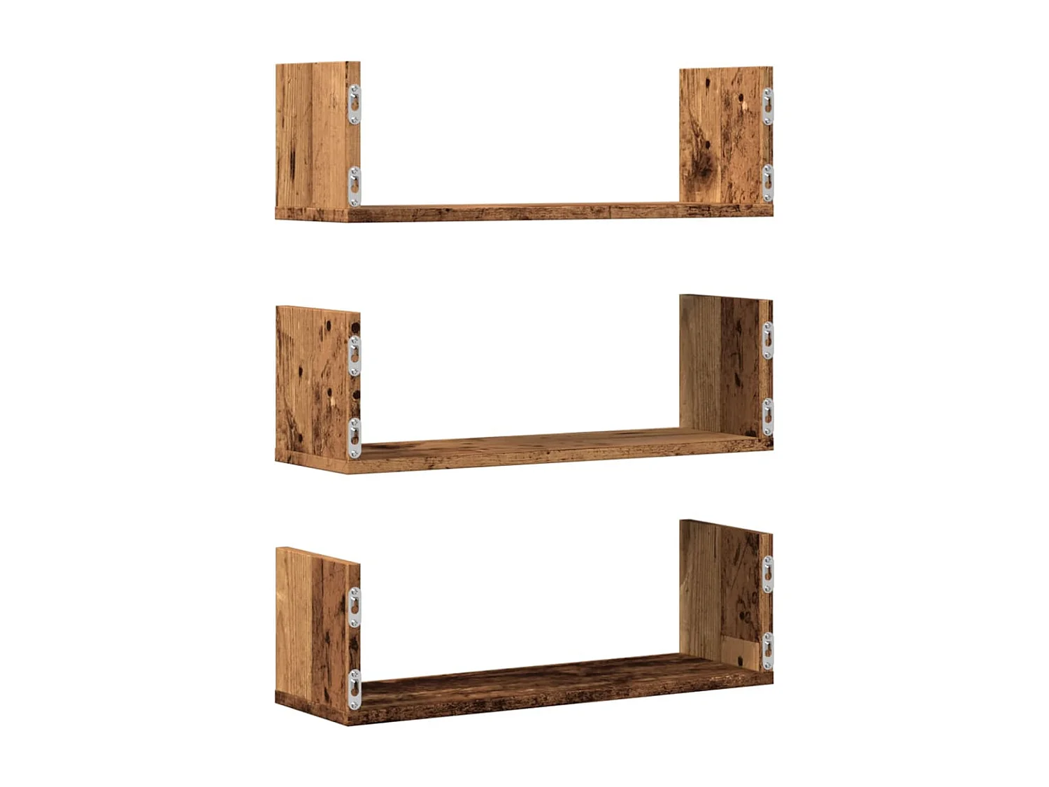 Estantes de pared 3 piezas madera vieja 58x18x18 cm madera de ingeniería