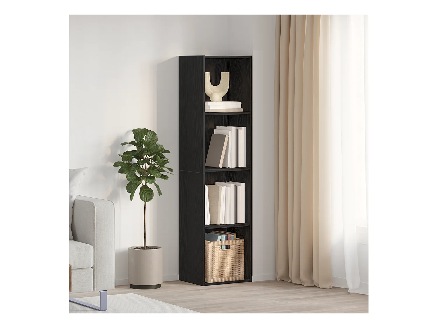 Bibliothèque/Armoire de Télé Chêne Noir 36x30x143 cm