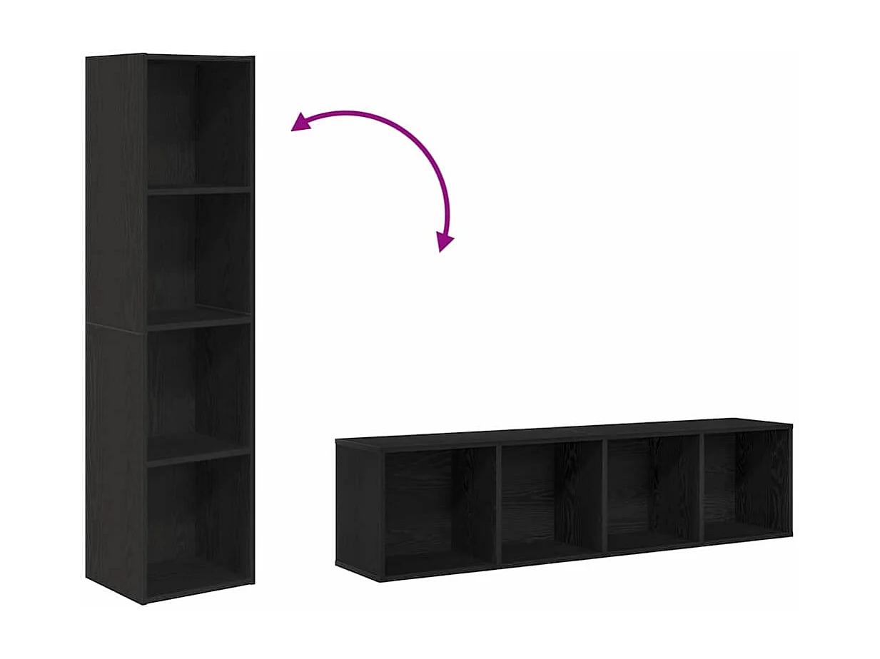 Bibliothèque/Armoire de Télé Chêne Noir 36x30x143 cm