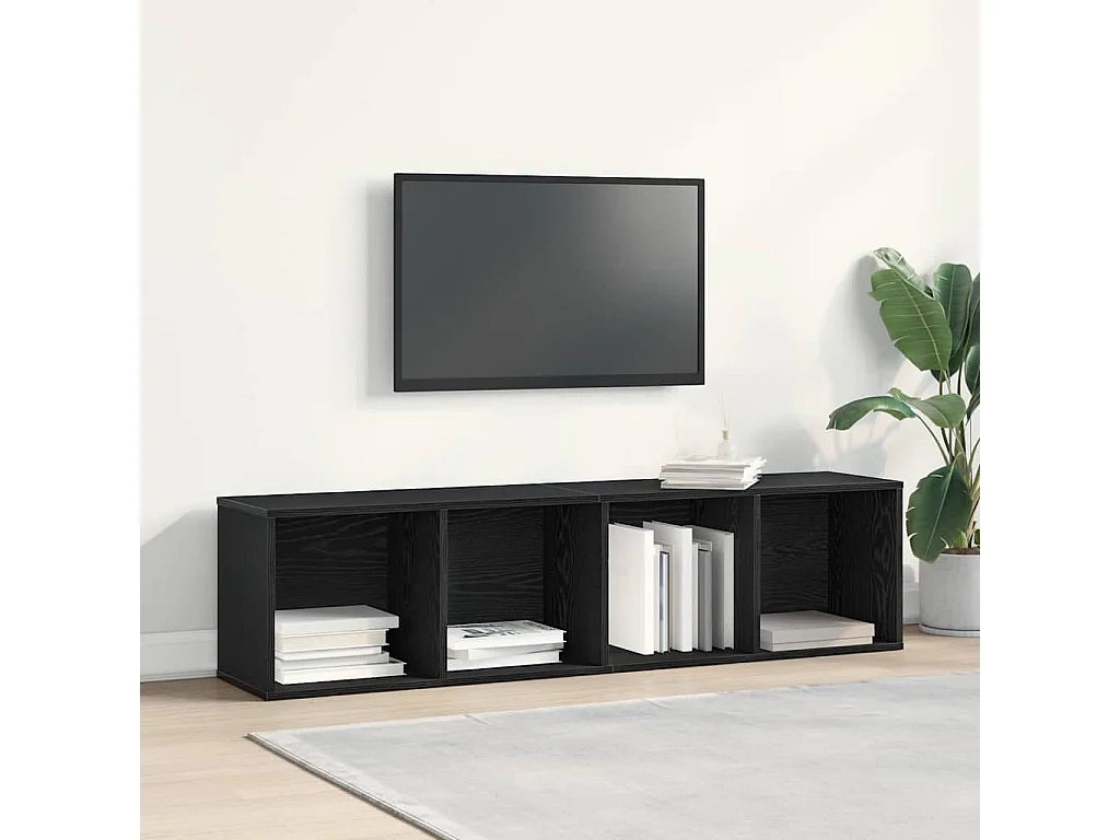 Bibliothèque/Armoire de Télé Chêne Noir 36x30x143 cm