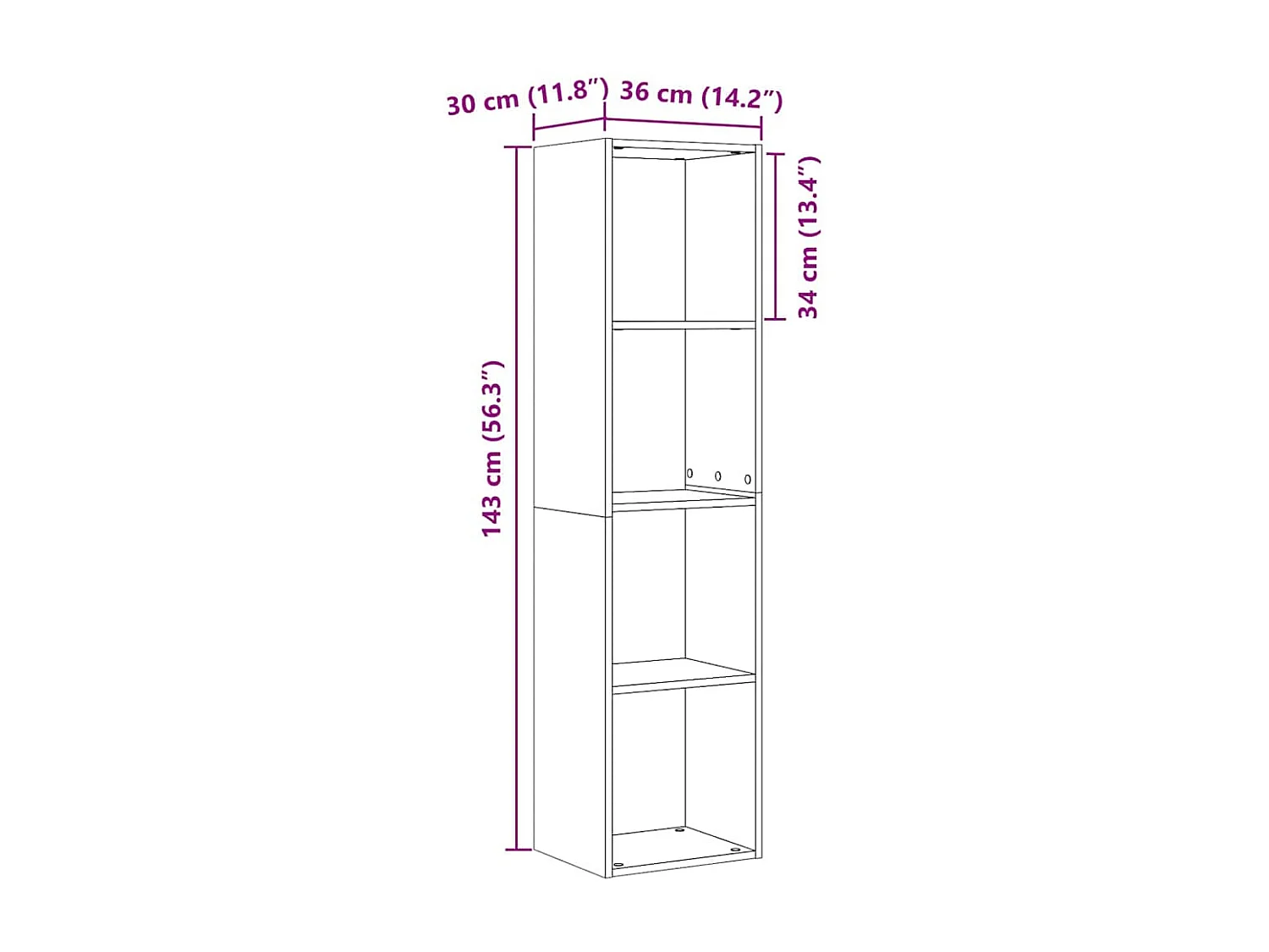 Bibliothèque/Armoire de Télé Chêne Noir 36x30x143 cm
