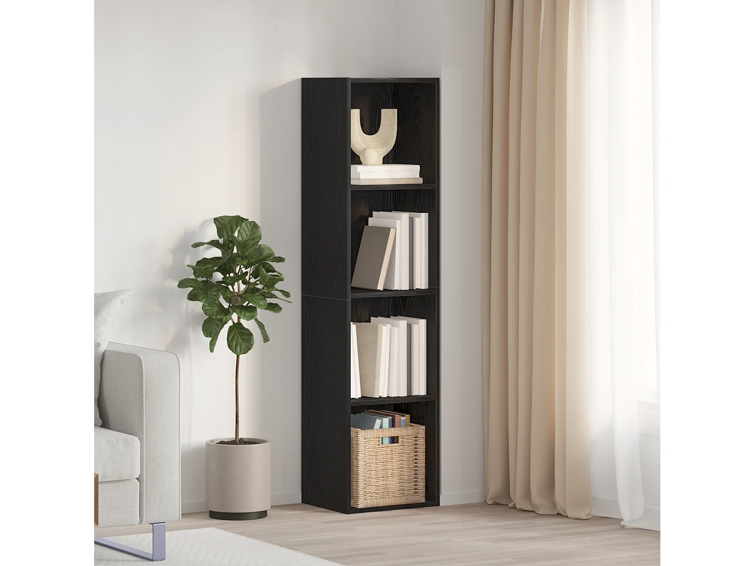 Bibliothèque/Armoire de Télé Chêne Noir 36x30x143 cm