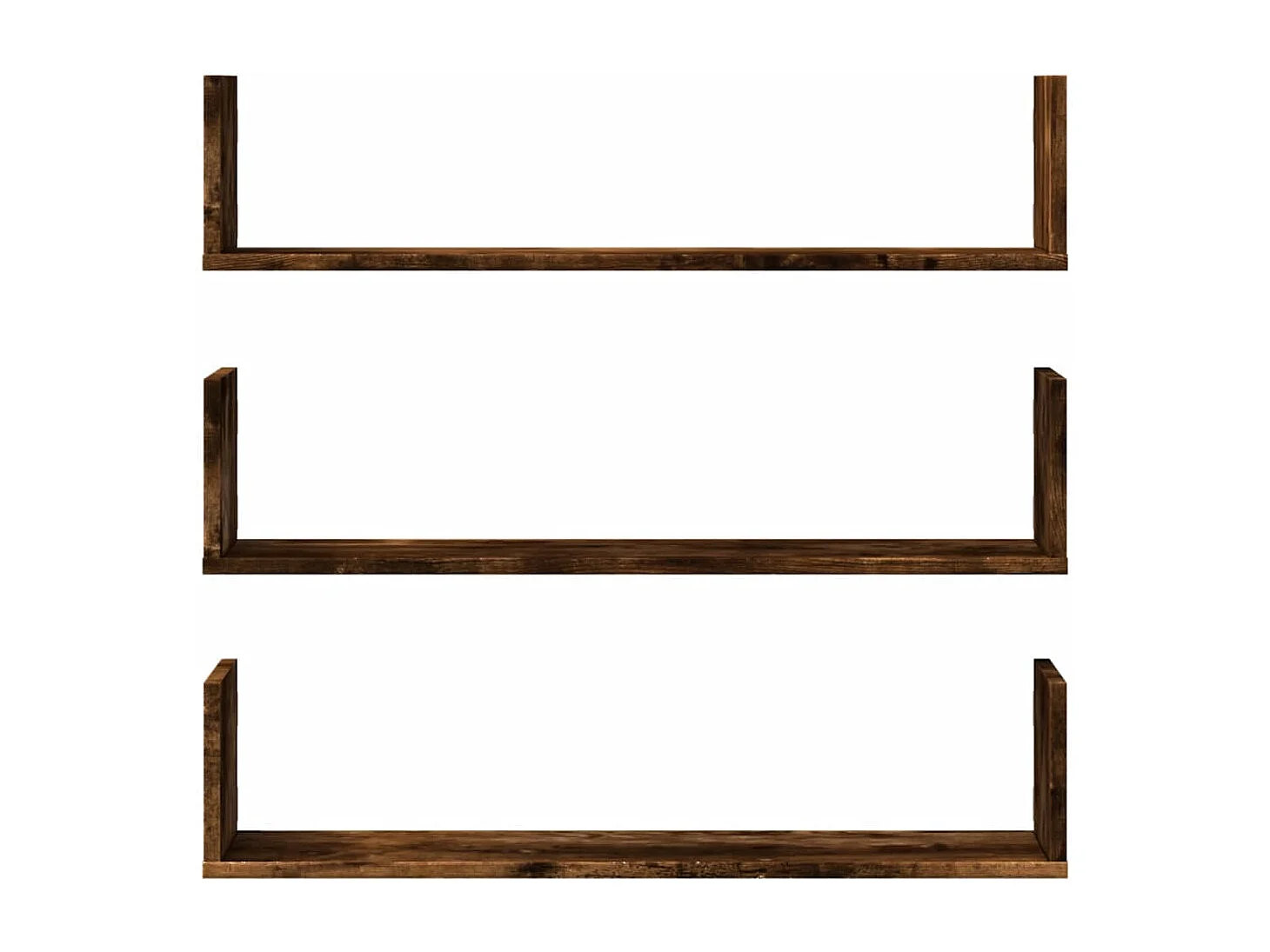 Estantes de pared 3 piezas roble ahumado 80x18x18 cm madera de ingeniería