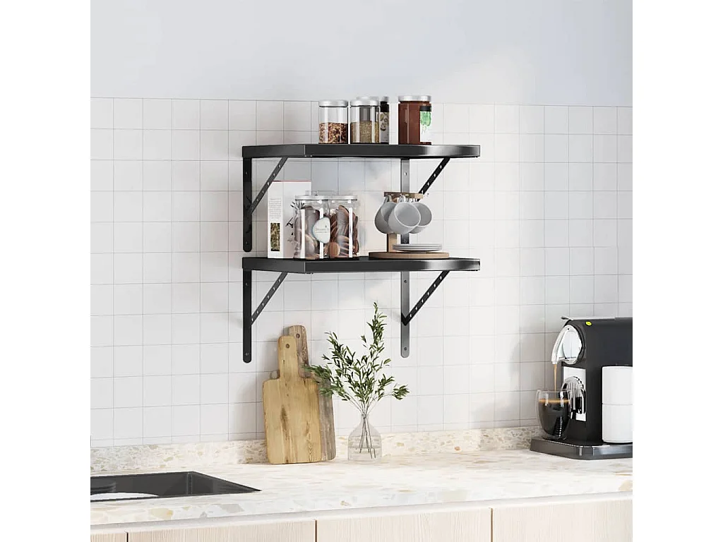 Étagères murales 2 pcs 50x40x3 cm noir acier inoxydable