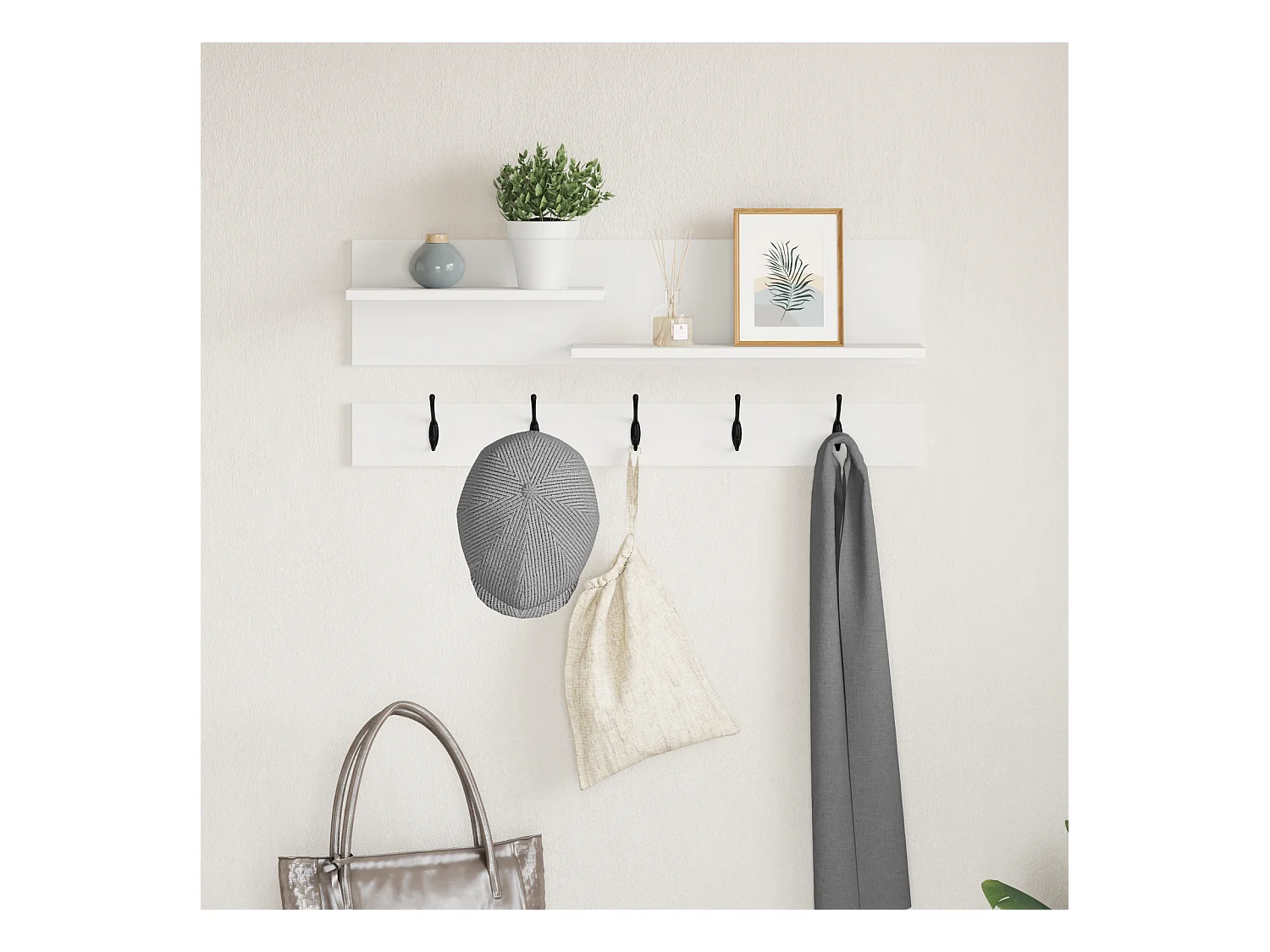 Appendiabiti da parete Bianco 90 x 15 x 36 cm Legno ingegnerizzato