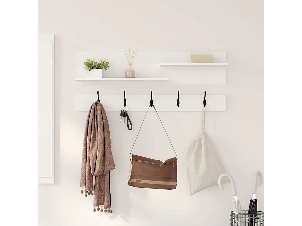 Porte-manteau mural Blanc 90 x 15 x 36 cm Bois d'ingénierie