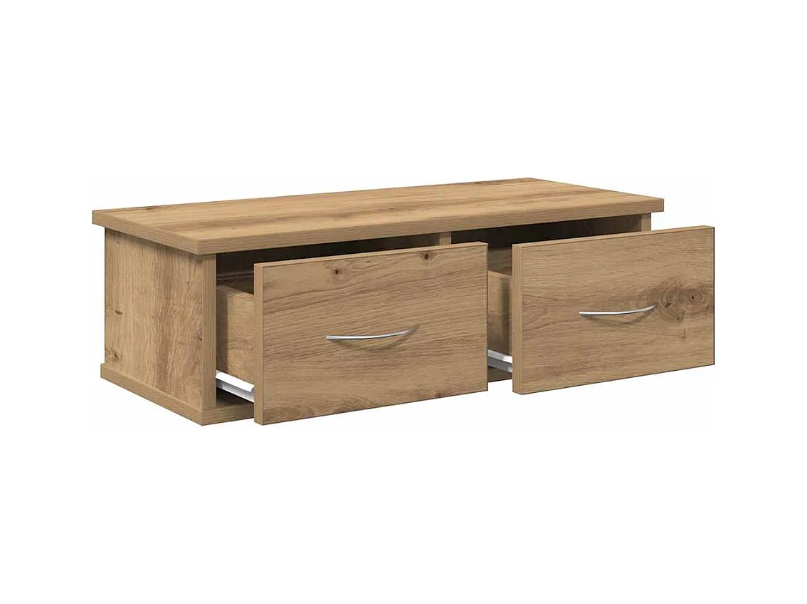 Mobiletto da parete in rovere fatto a mano 60x26x18,5 cm in legno ingegnerizzato