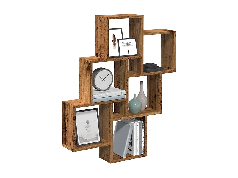 Étagère murale sous forme de cube vieux bois 78x15x93 cm