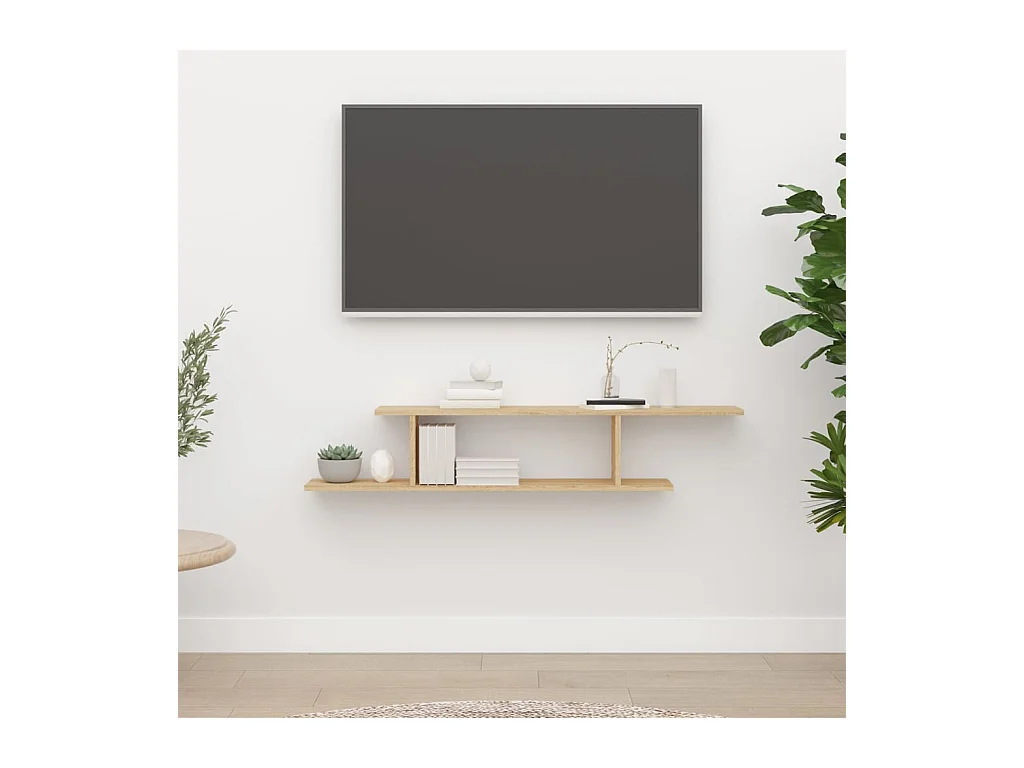 Étagère TV murale Chêne Sonoma 125x18x23 cm Bois d’ingénierie