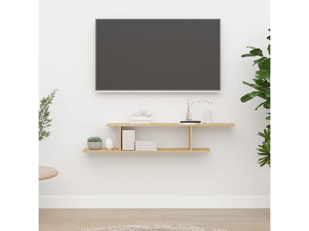 Étagère TV murale Chêne Sonoma 125x18x23 cm Bois d’ingénierie