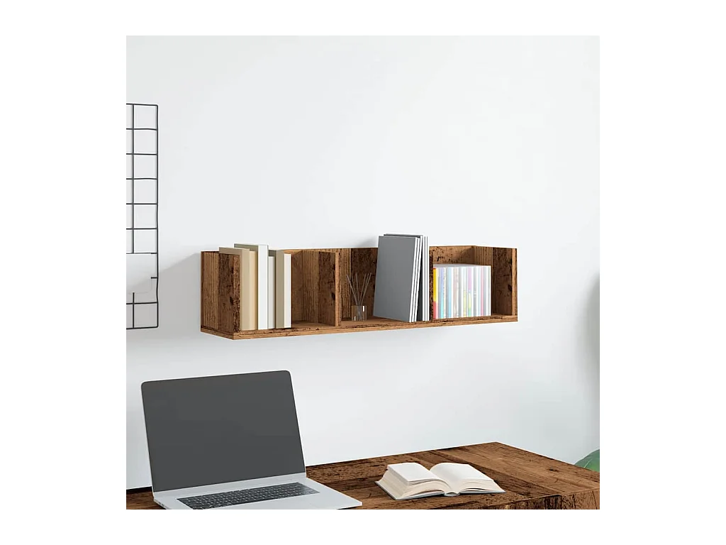 Étagère murale à CD vieux bois 75x18x18 cm bois d'ingénierie