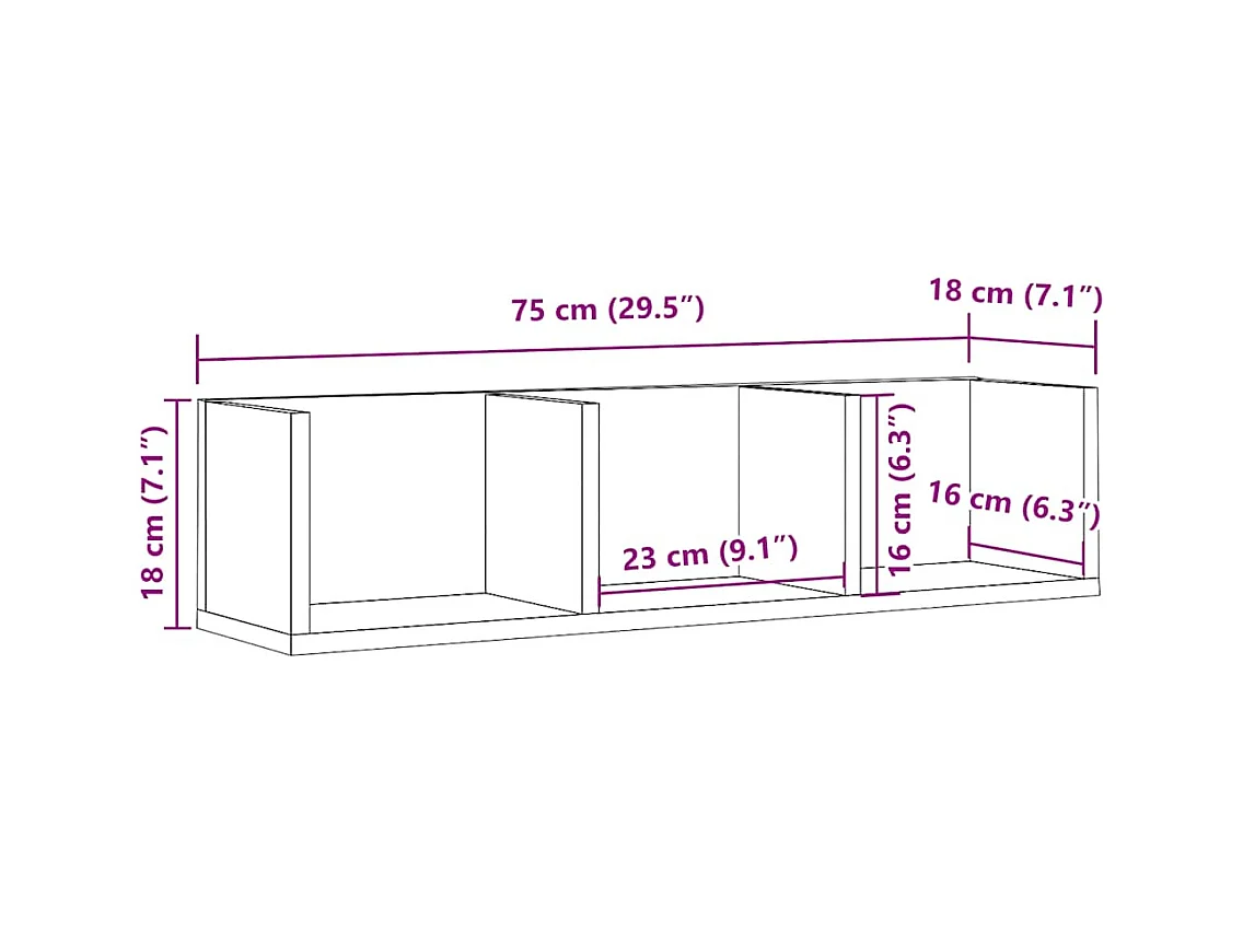 Étagère murale à CD vieux bois 75x18x18 cm bois d'ingénierie