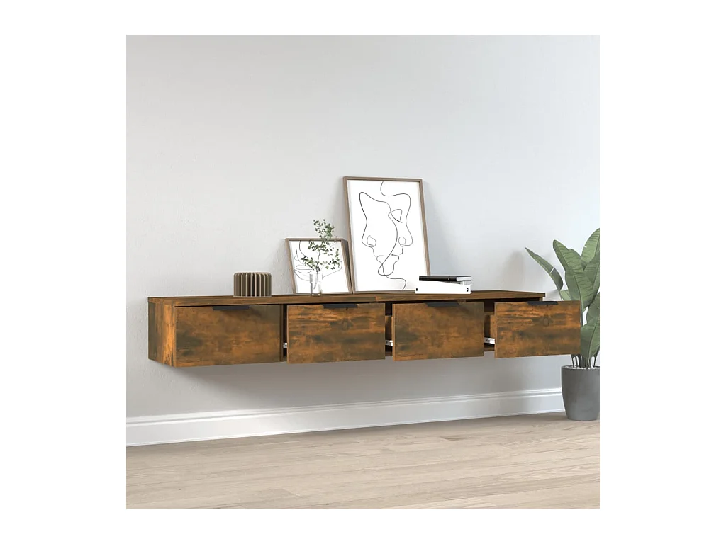 Armoires murales 2 pcs Chêne fumé 68x30x20 cm Bois d'ingénierie