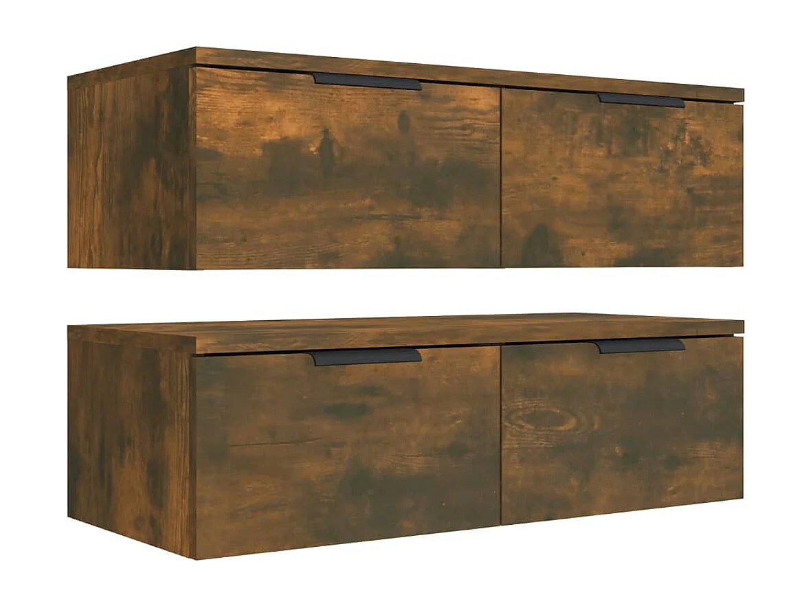 Armoires murales 2 pcs Chêne fumé 68x30x20 cm Bois d'ingénierie