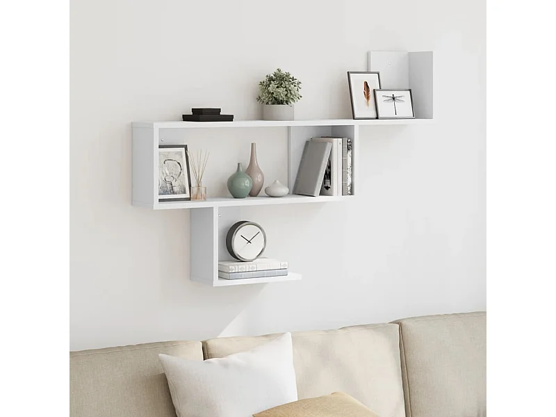 Witte wandplank 100x15x70 cm bewerkt hout