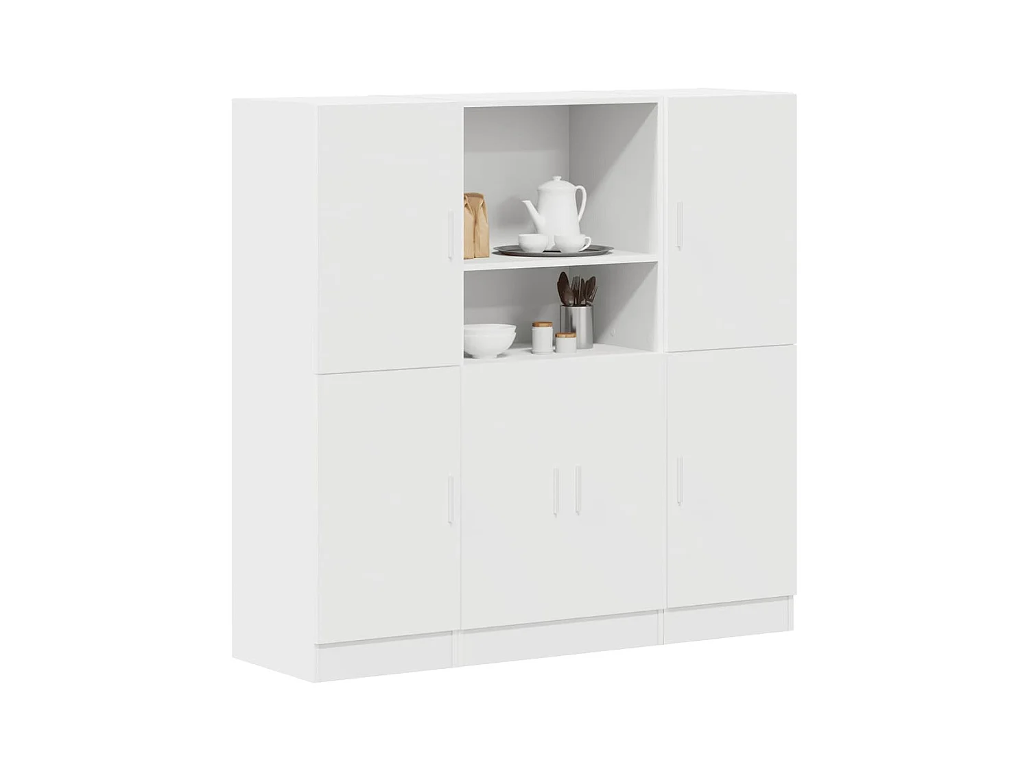 Set di 3 mobili da cucina in legno ingegnerizzato bianco