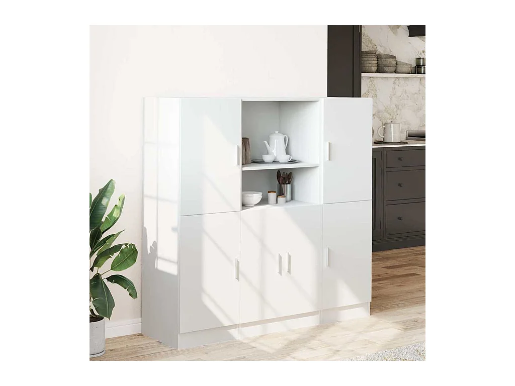 Set di 3 mobili da cucina in legno ingegnerizzato bianco