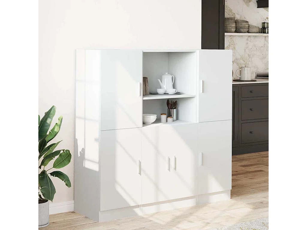 Ensemble d'armoires de cuisine 3 pcs blanc bois d'ingénierie