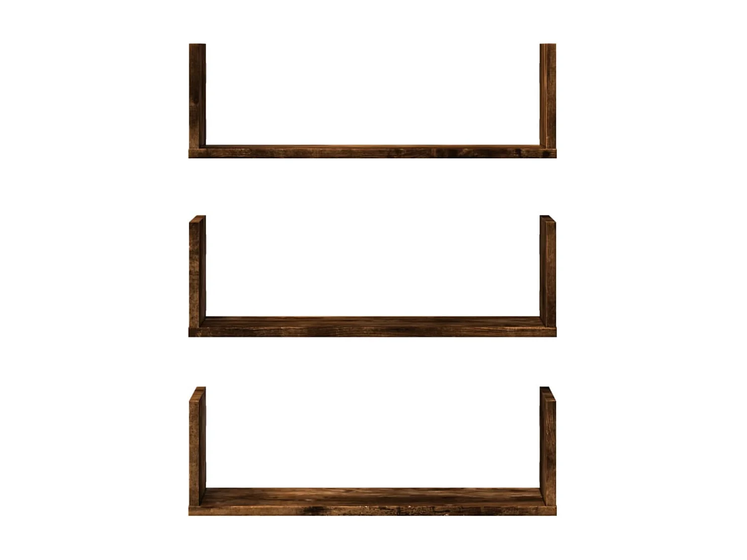 Wandplanken 3 stuks gerookt eiken 58x18x18 cm bewerkt hout