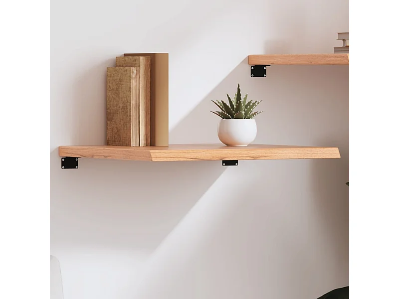 Étagère murale marron clair bois chêne massif traité