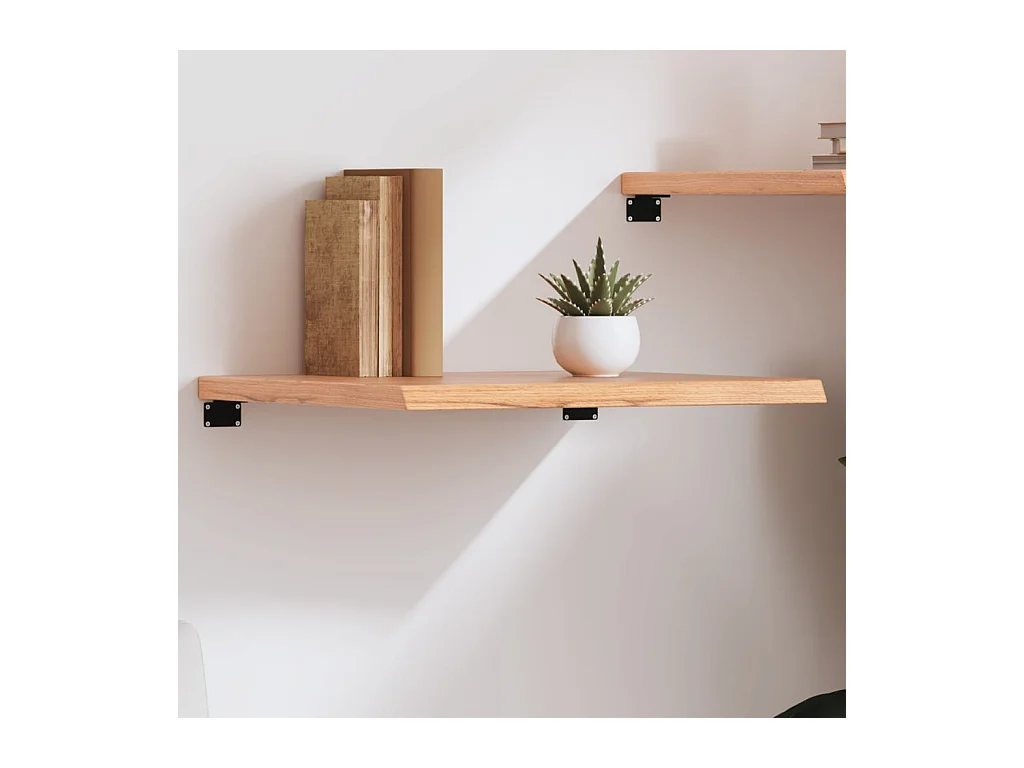 Étagère murale marron clair bois chêne massif traité