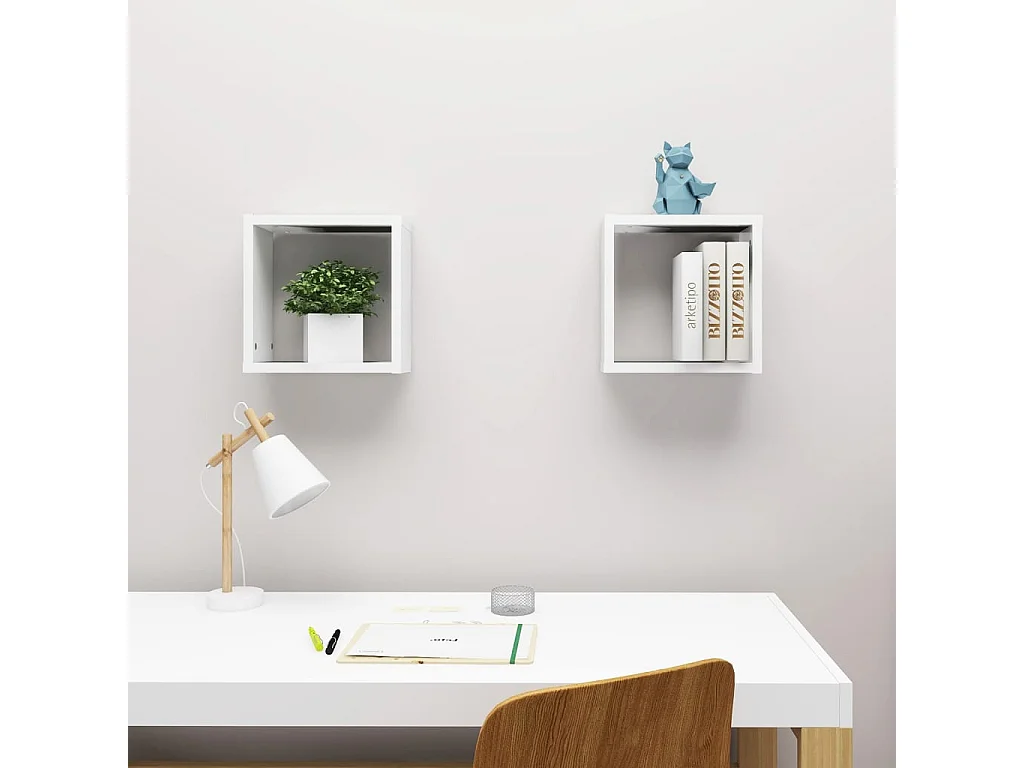 Mensole a cubo da parete 2 pz Bianco 30x15x30 cm
