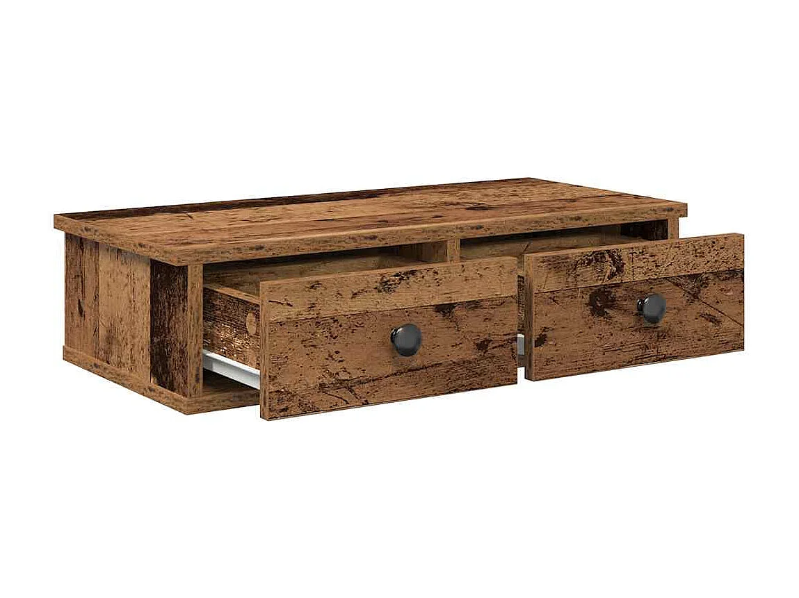 Étagère murale avec tiroirs vieux bois bois d'ingénierie