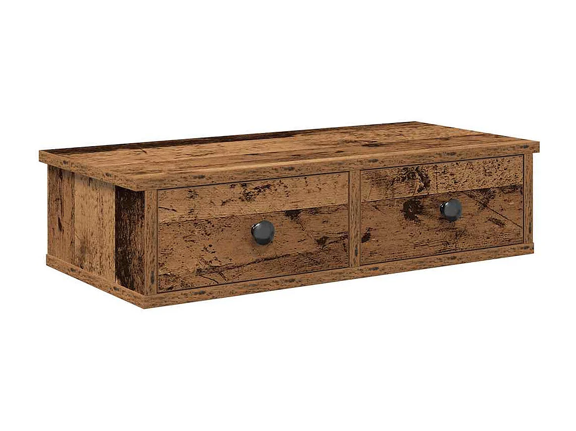 Étagère murale avec tiroirs vieux bois bois d'ingénierie