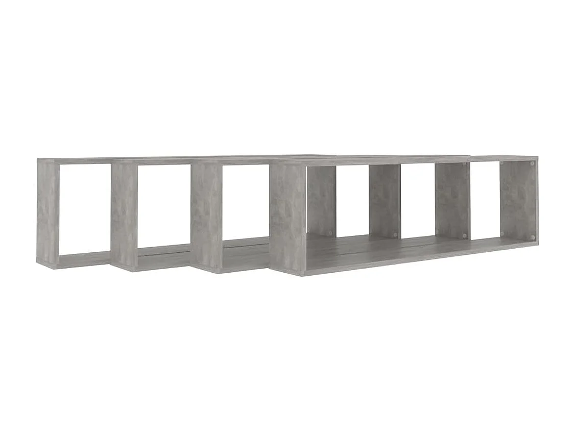 Étagères cube murales 4 pcs gris béton bois d'ingénierie