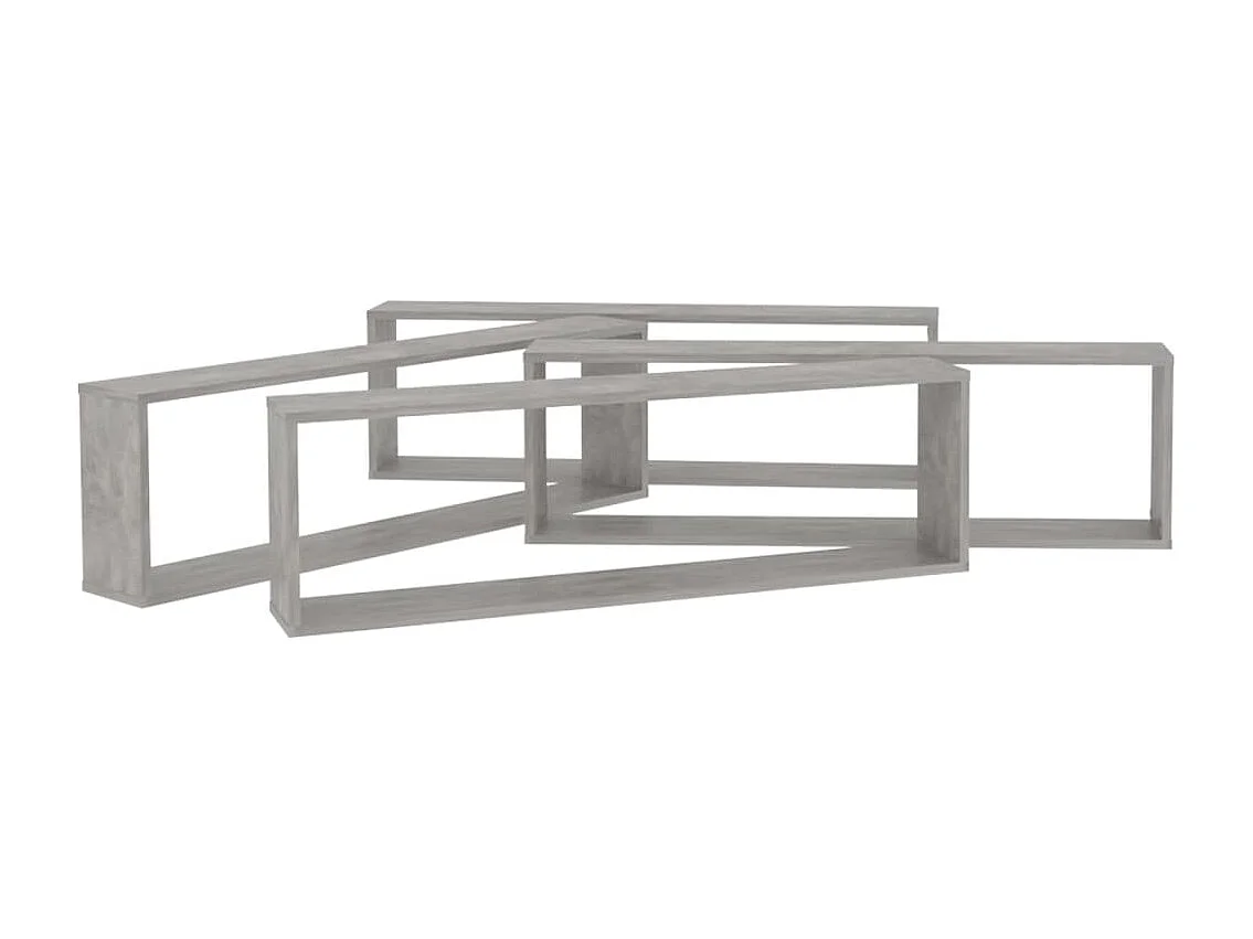 Étagères cube murales 4 pcs gris béton bois d'ingénierie