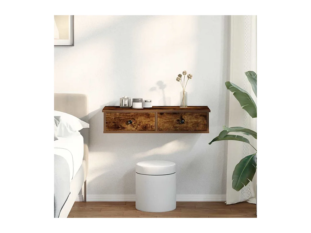 Étagère murale avec tiroirs chêne fumé bois d'ingénierie