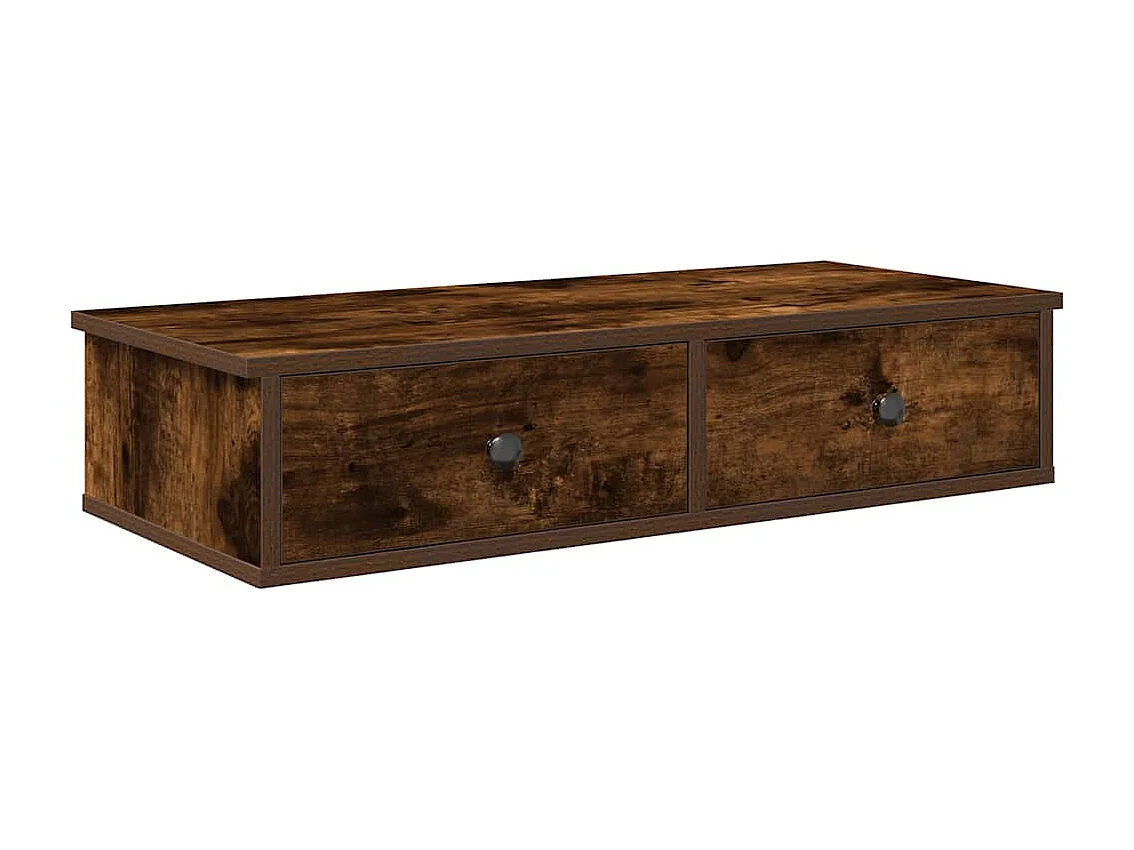 Estante de pared con cajones de madera de ingeniería de roble ahumado