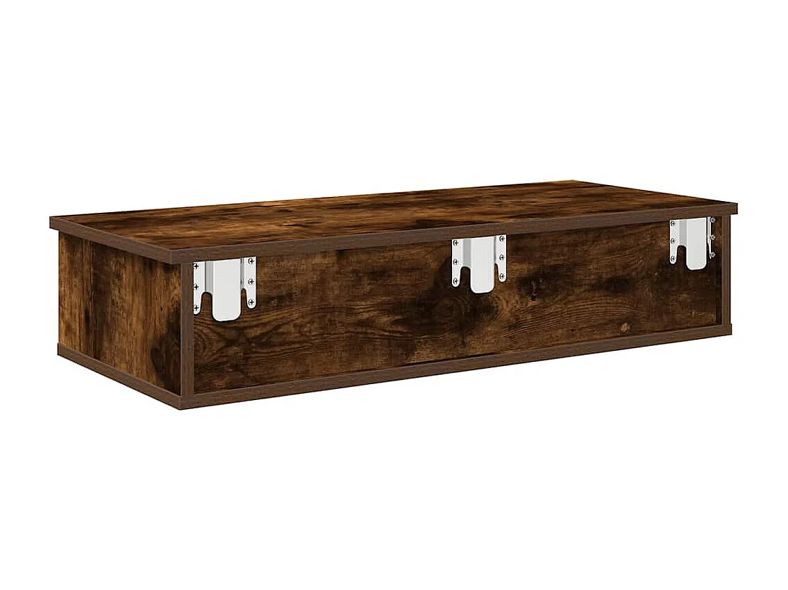 Estante de pared con cajones de madera de ingeniería de roble ahumado