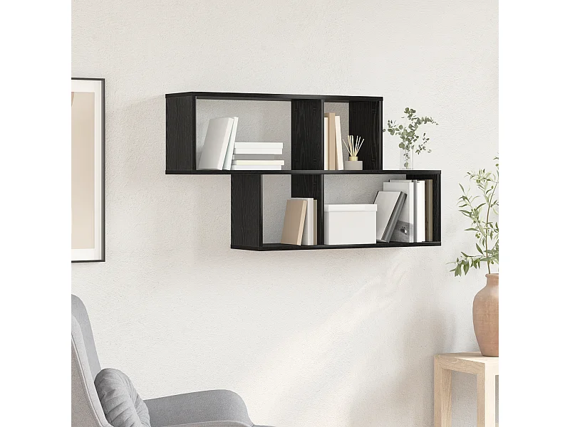 Étagère Murale Chêne Noir 100x20x53 cm Bois Contreplaqué