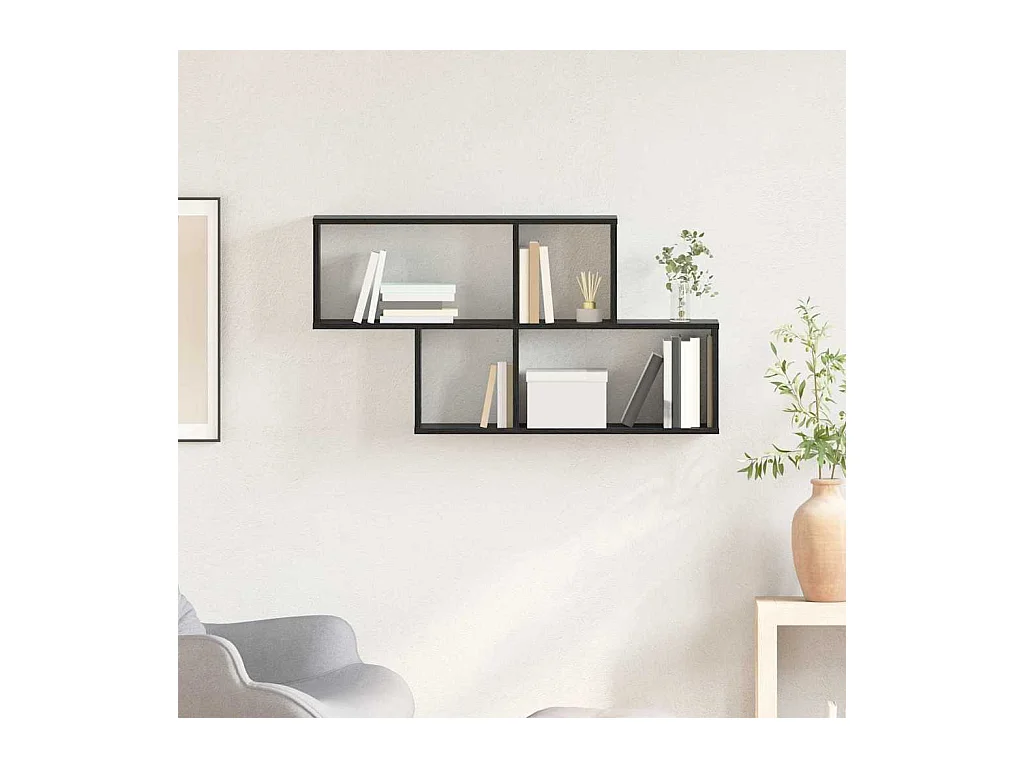 Étagère Murale Chêne Noir 100x20x53 cm Bois Contreplaqué