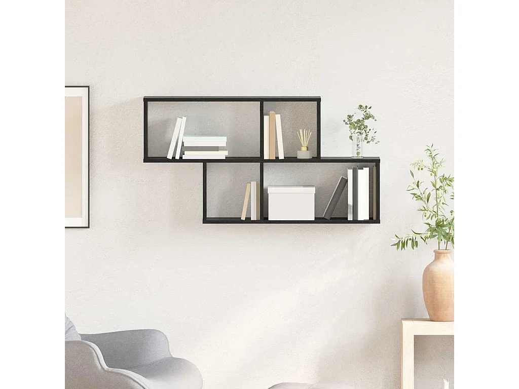 Étagère Murale Chêne Noir 100x20x53 cm Bois Contreplaqué