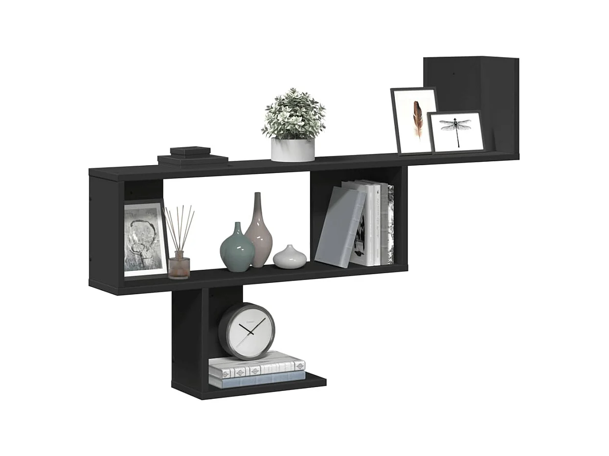 Schwarzes Wandregal 100x15x70 cm Holzwerkstoff