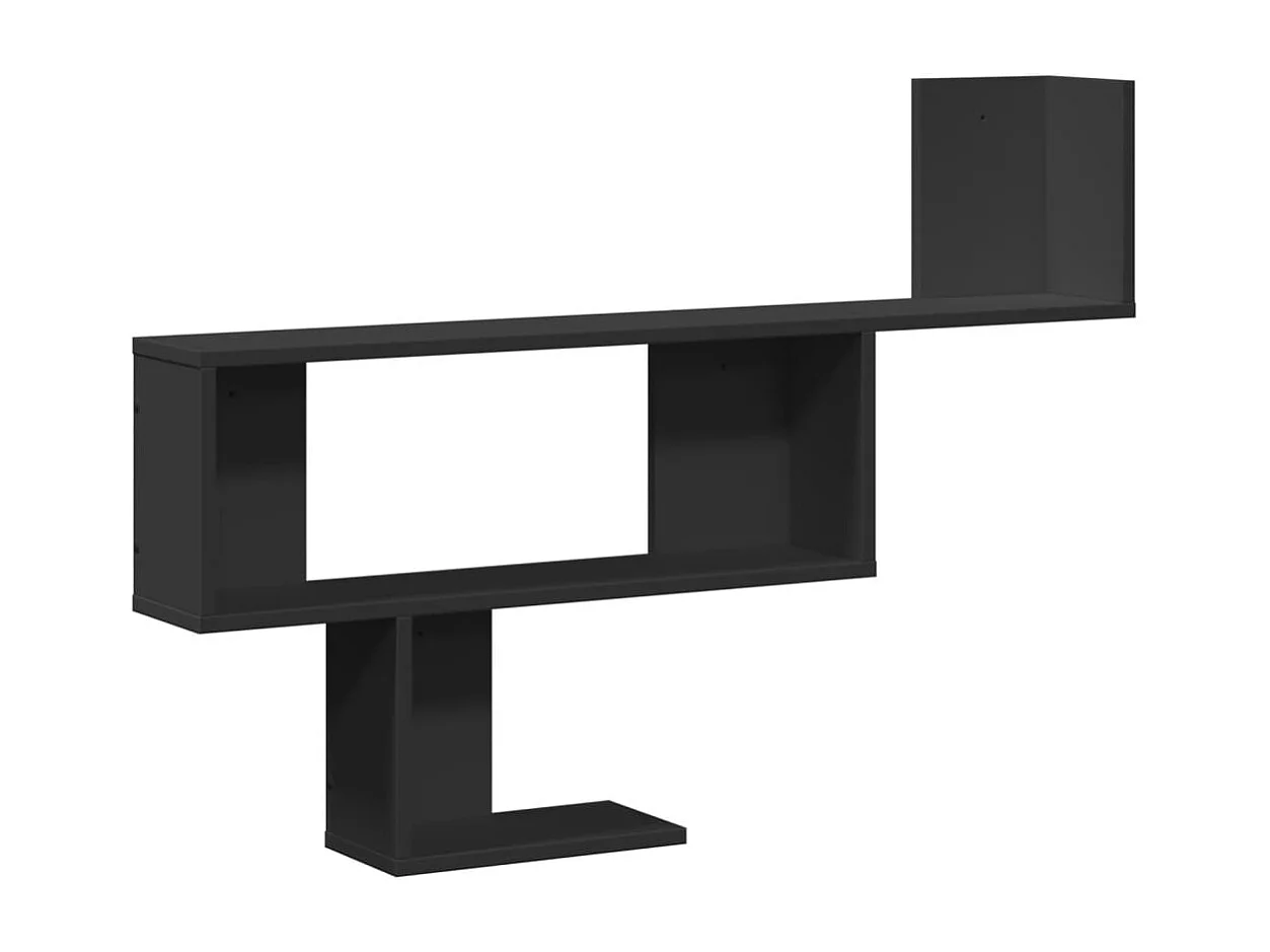 Schwarzes Wandregal 100x15x70 cm Holzwerkstoff