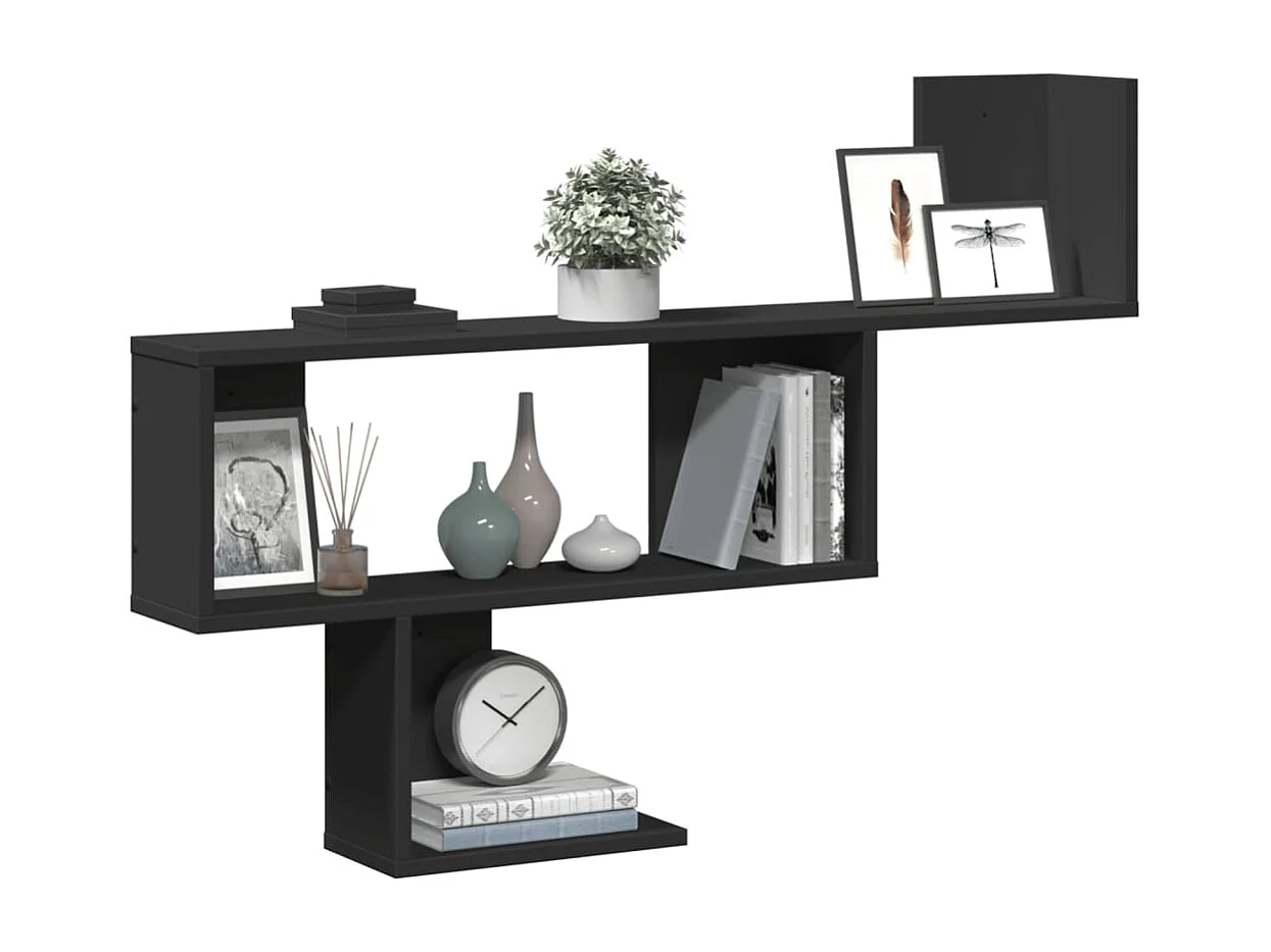 Schwarzes Wandregal 100x15x70 cm Holzwerkstoff