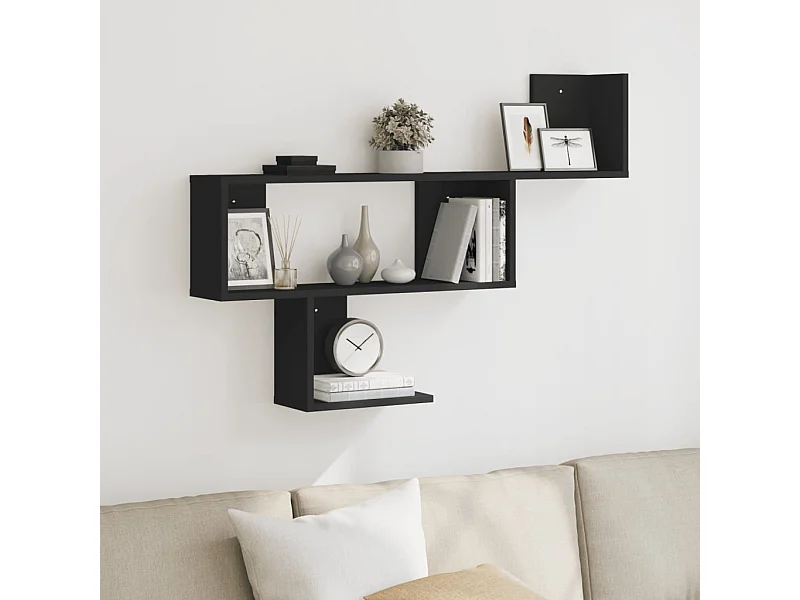 Étagère murale noir 100x15x70 cm bois d'ingénierie