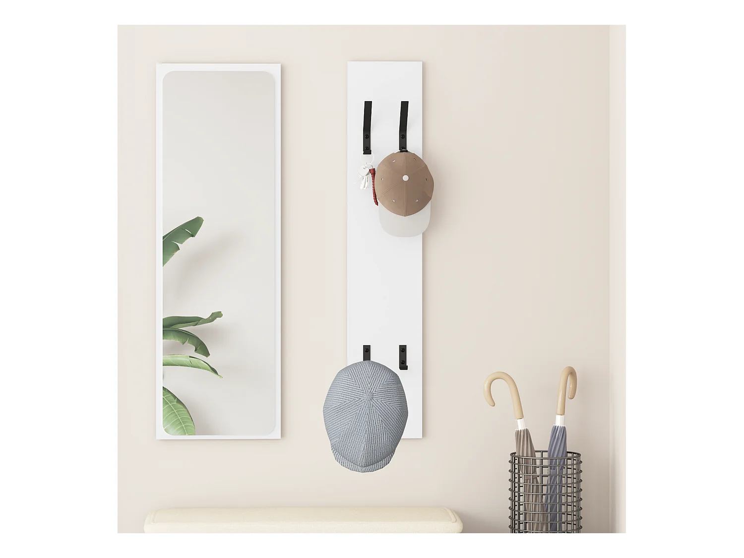 Appendiabiti da parete Bianco 20 x 1,5 x 100 cm Legno ingegnerizzato